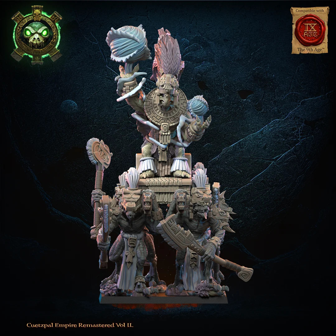 Tezcatlipoca, the Living God on Palanquin - Resin Tabletop Miniature