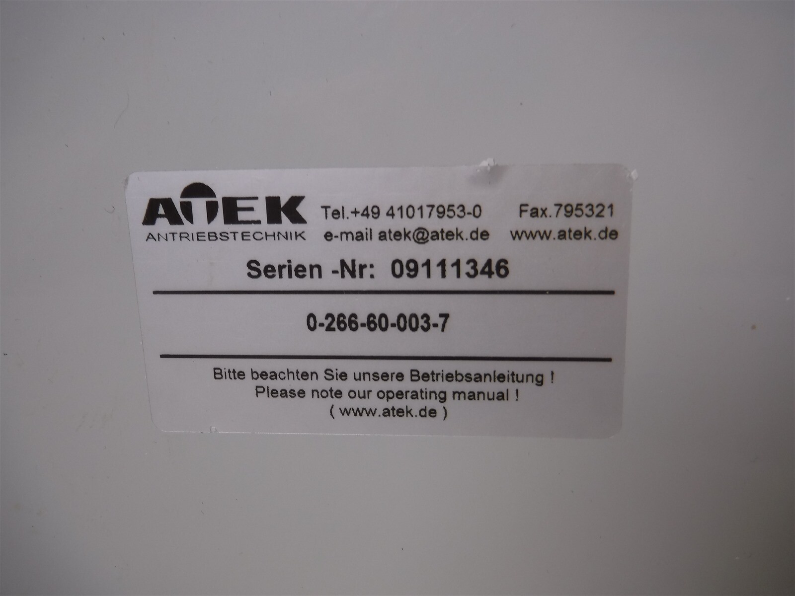 New Atek 0-266-80-003-7 Angular Gear Reducer J1