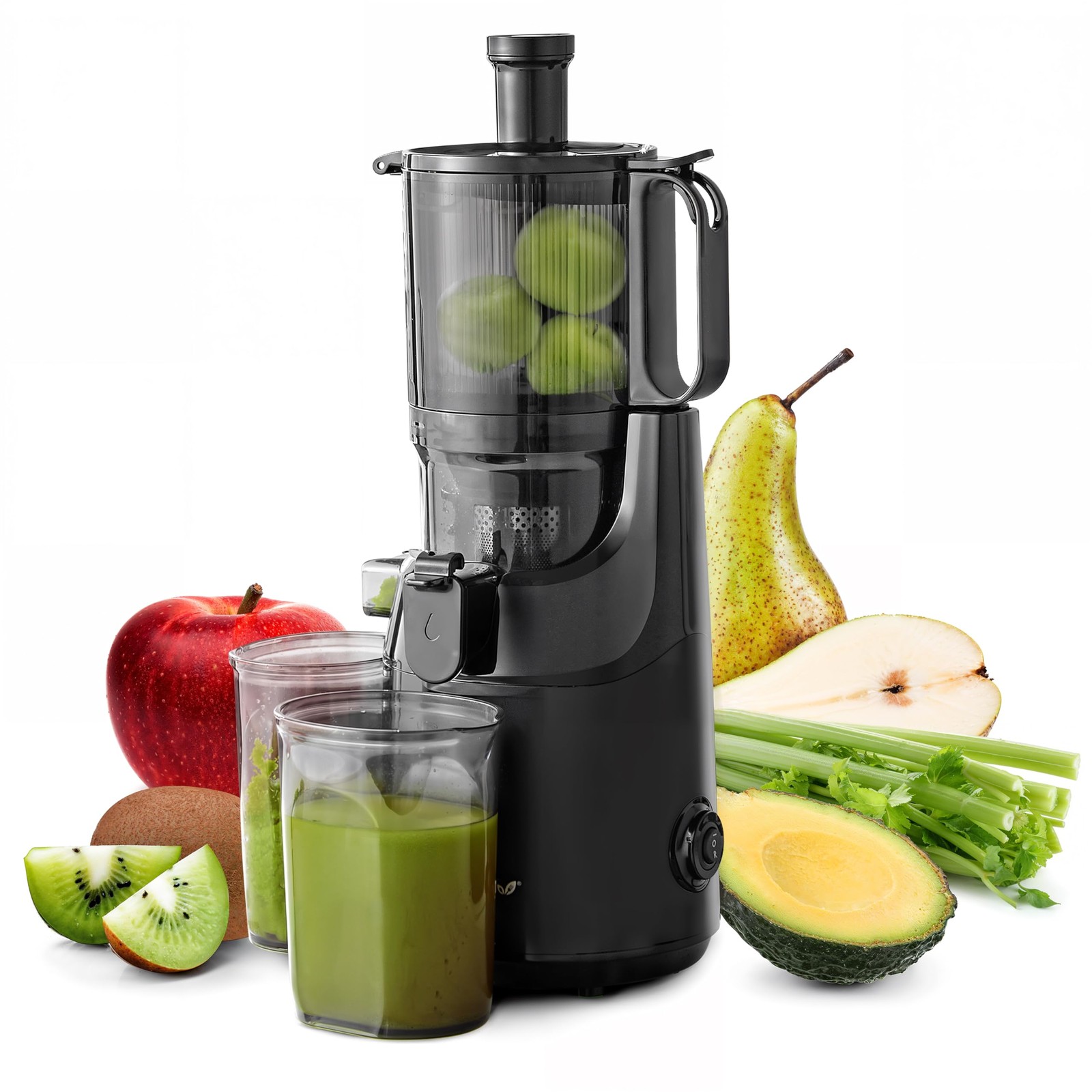 Elite Gourmet EJX320 Big Mouth Whole Fruit 5.2” Self-Feeding Chute, Cold Press