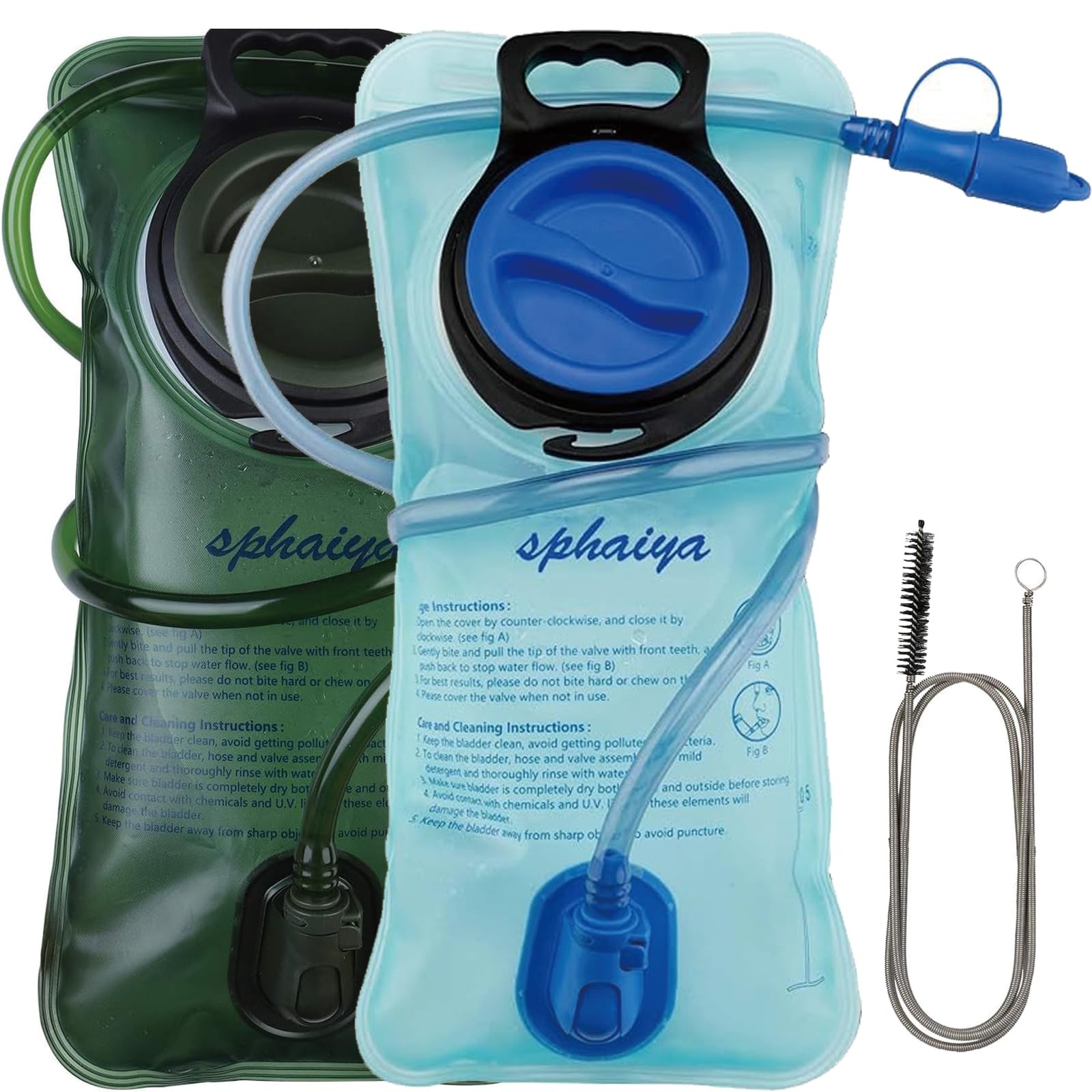 2 Pack 3L Hydration Bladder Reservoir w/ Brush - BPA Free Hiking Backpack