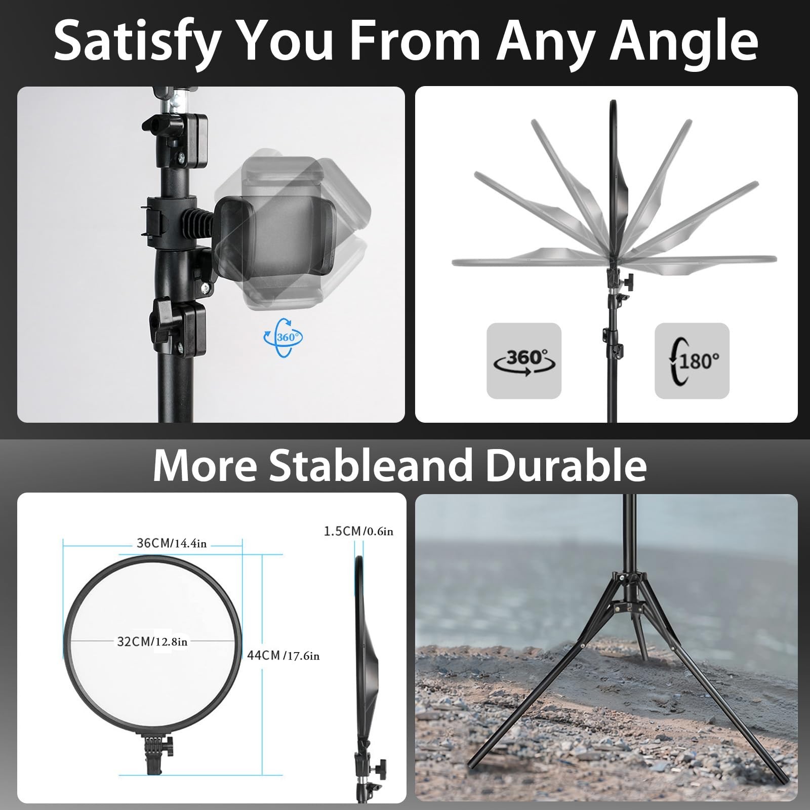 MACTREM 14’’ Large Ring Light with 71" Tripod Stand/Phone Clip,LCD .
