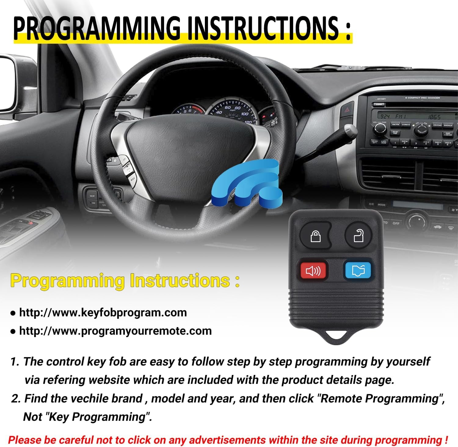 Keyless Entry Remote Key Fob Compatible with Ford Escape Explorer Expedition