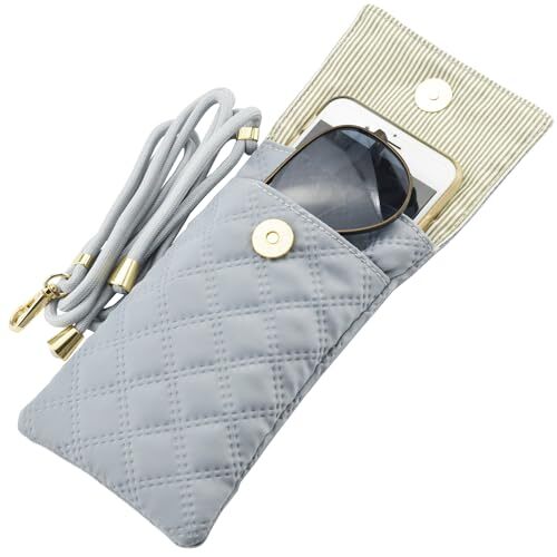 Soft Glasses Case Double Eyeglasses Case for Women with Adjustable Grey