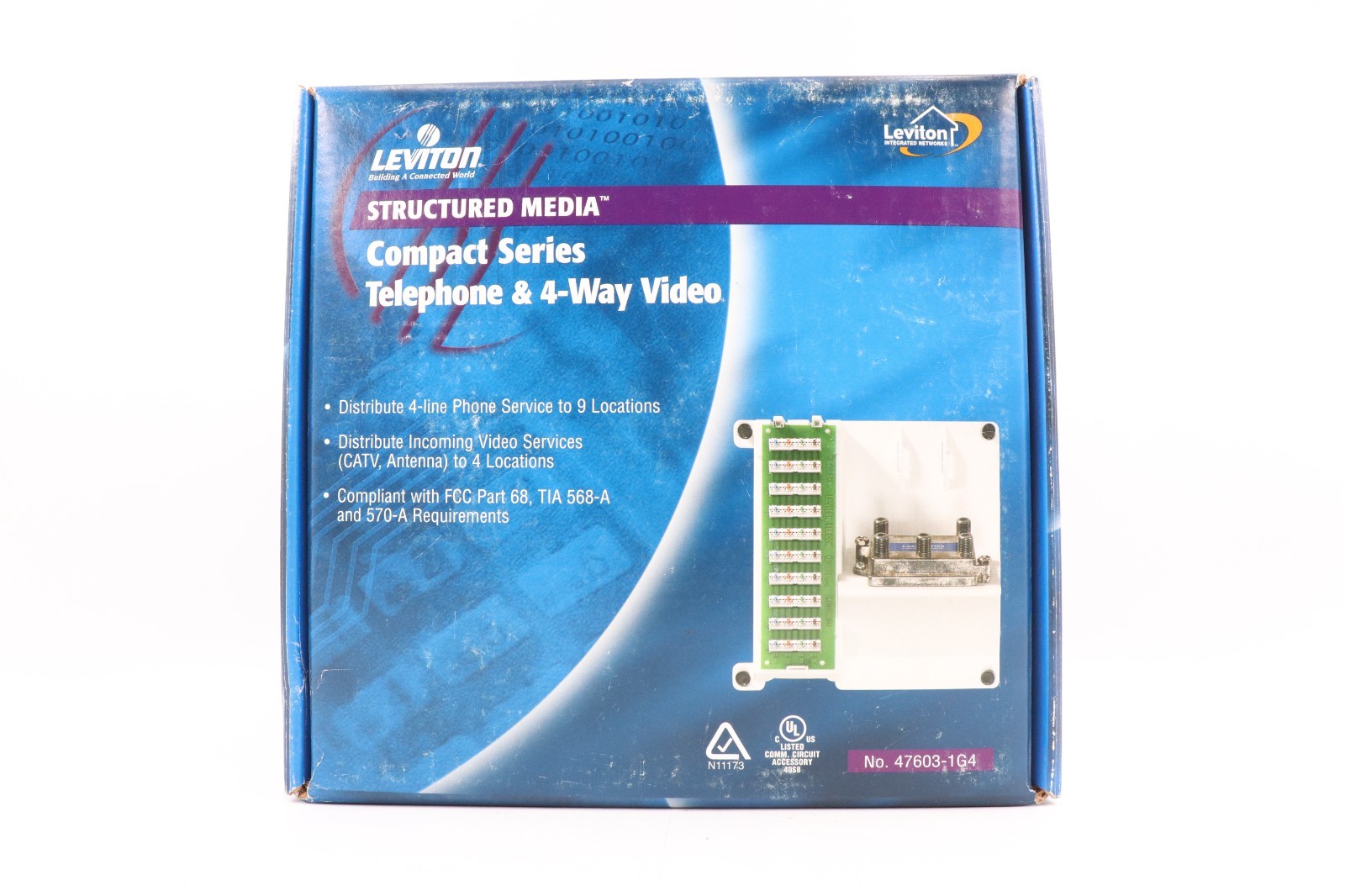 LEVITON 47603-1G4 STRUCTURED MEDIA COMPACT SERIES TELEPHONE/4-WAY VIDEO SPLITTER
