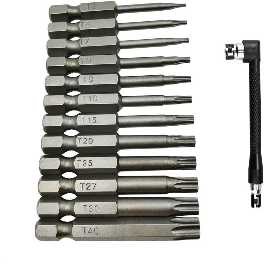 12pc Torx Bit Set T5-T40 Magnetic Screwdriver Drill Bits 1/4 Hex Shank L-Wrench