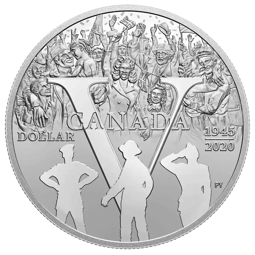 Silver V-E Day Coin 75th Anniversary 2020 - Canada - In Case - 23.17 gr Proof