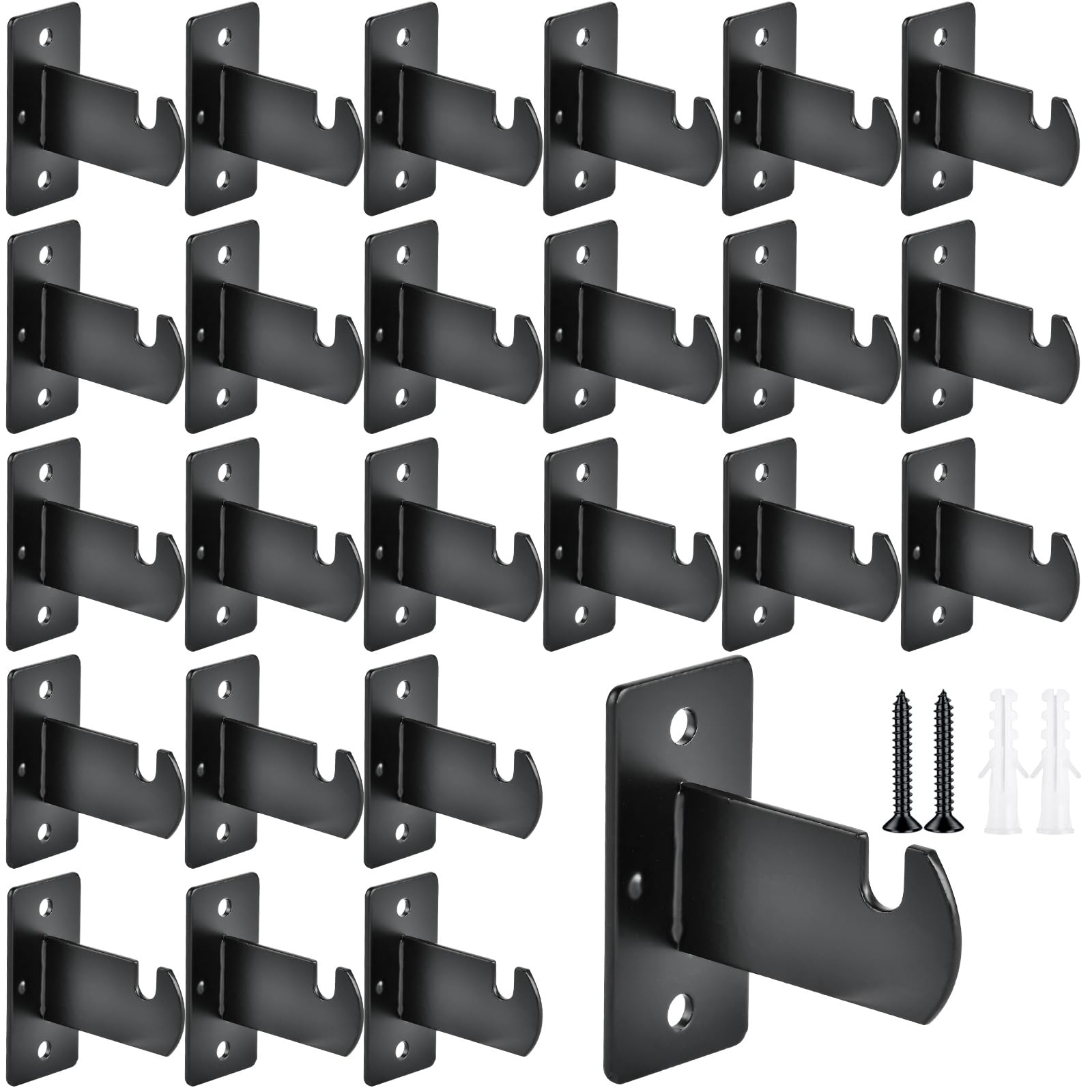 24 PCS Black Metal Gridwall Mount Brackets with Screws for Shop Organization