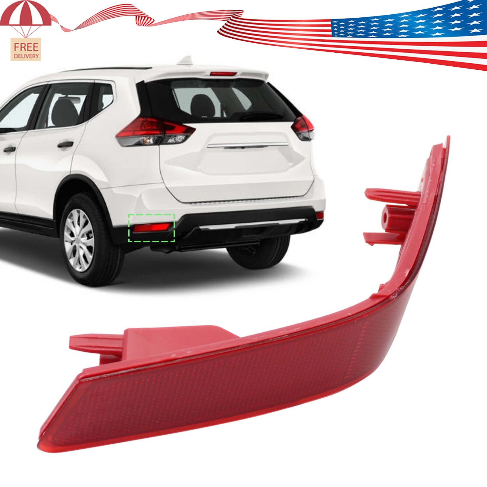 For 2017-2019 Nissan Rogue Left Rear Bumper Side Marker Light Reflector Lamp LH
