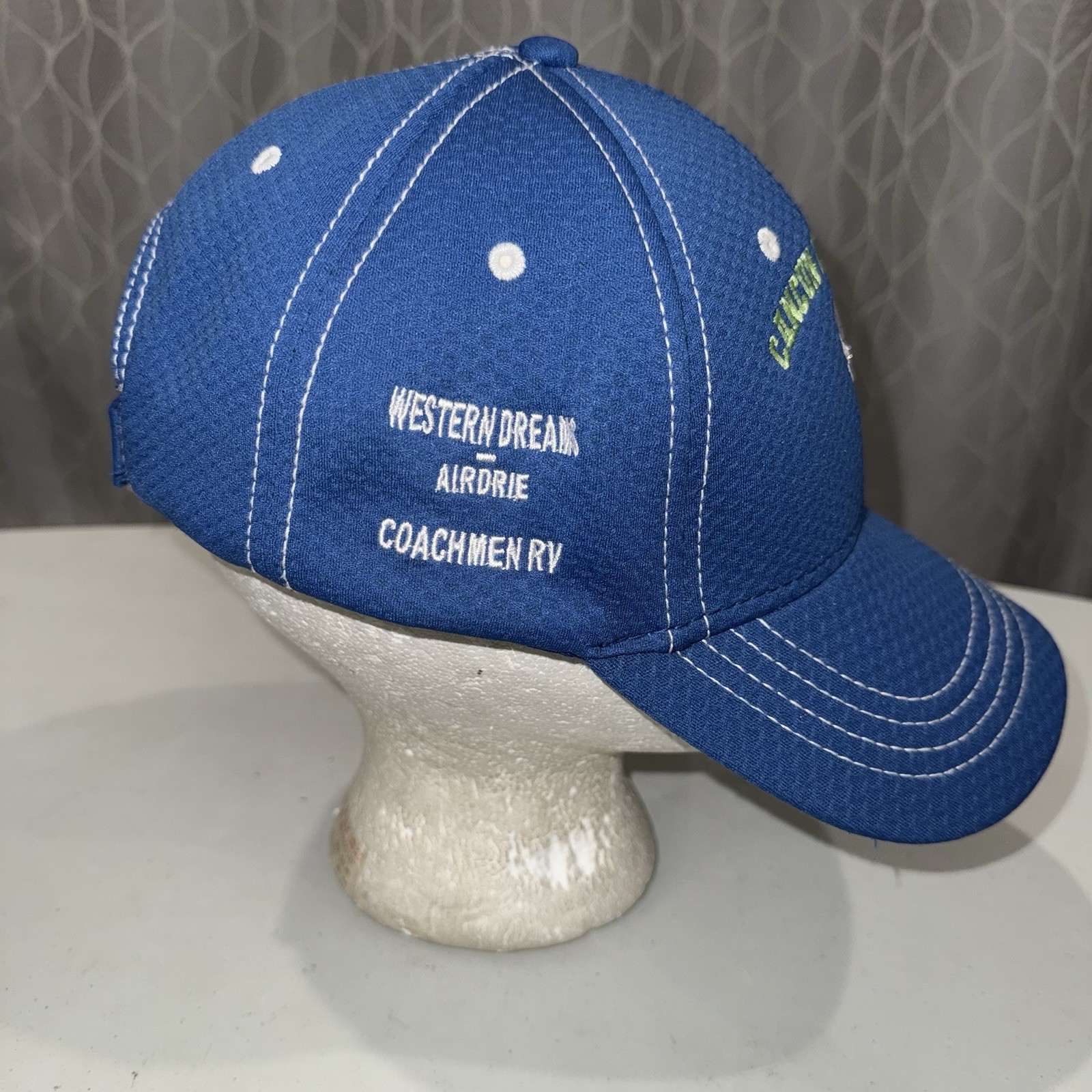 Cancun Champions Volleyball 2018 Lime Green on Royal Blue Hat Cap Hook Loop EUC