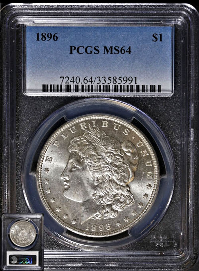 1896-P Morgan Silver Dollar PCGS MS64 Blast White Nice Strike - STOCK