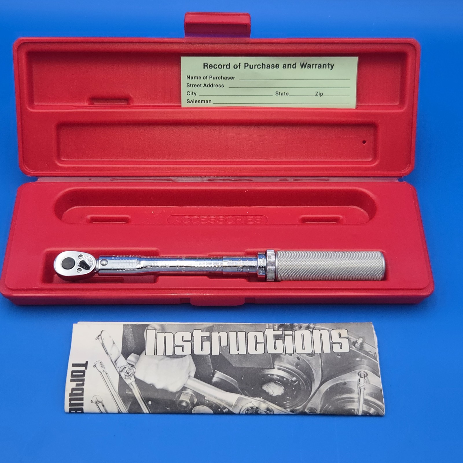 SNAP-ON QJR 217C ADJ Click Type Torque Wrench 30-200 in/lbs  3/8 drive NOS?