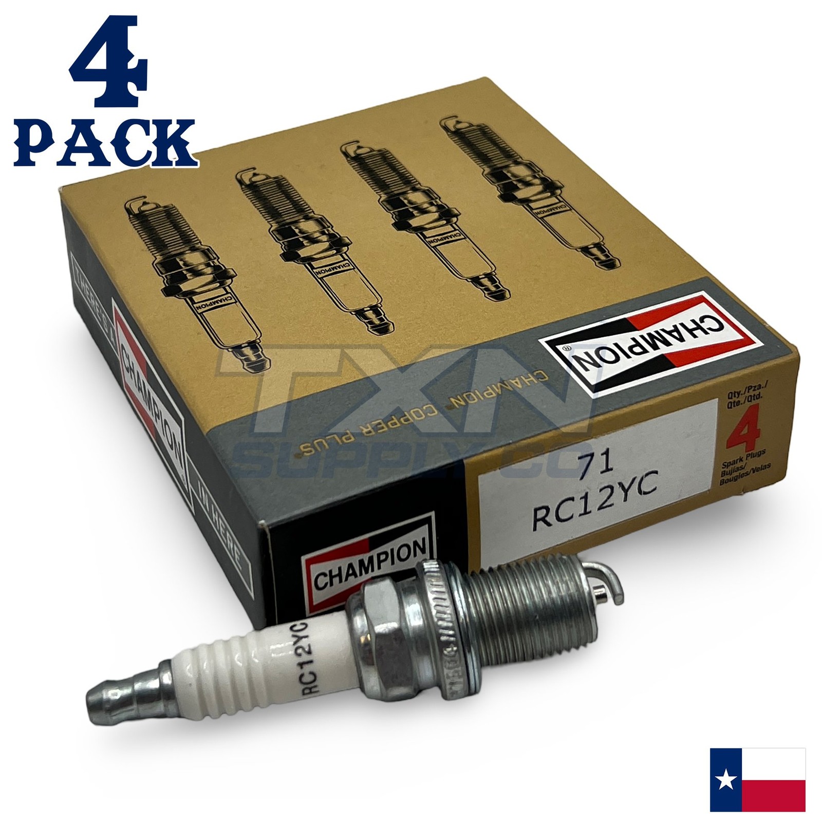 Champion 71 Spark Plug RC12YC - 4 Pack - For Cub Cadet, MTD 759-3336, 7593336, 7