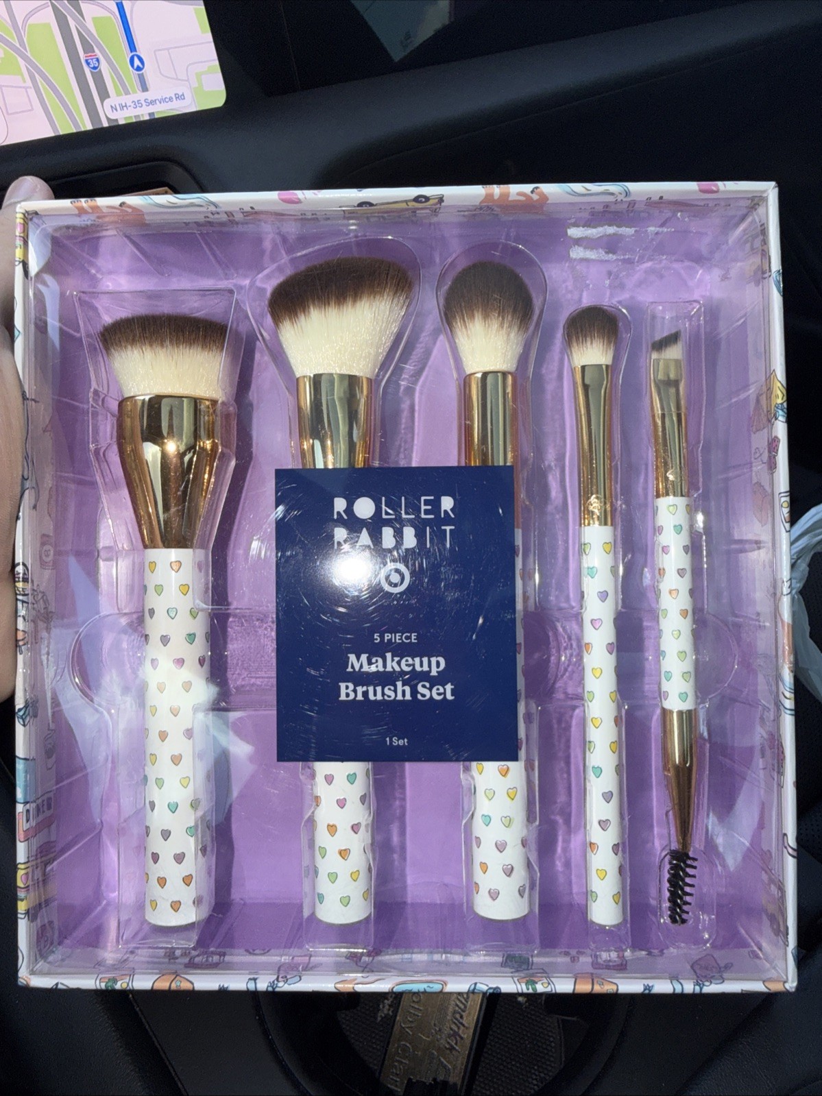 Roller Rabbit x Target - 5pc Disco Hearts Wave Makeup Brush Set NEW SEALED 💕💜