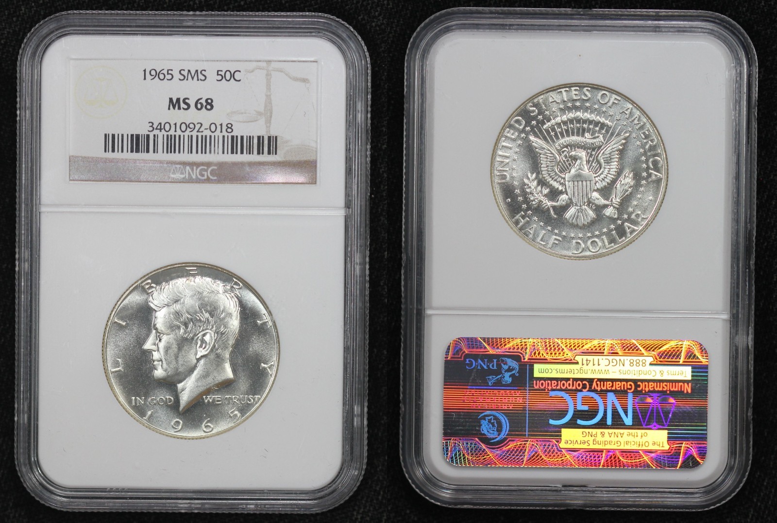 1965 Special Mint Set Kennedy Half Dollar NGC MS-68 6WAN