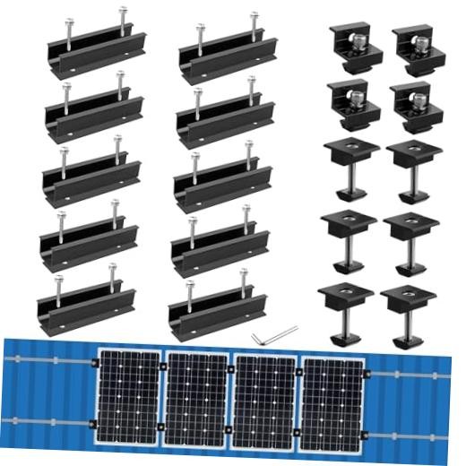 Solar Panel Mounting Brackets, 4.72" Rails + 1.38"& 1.18" clamps Black