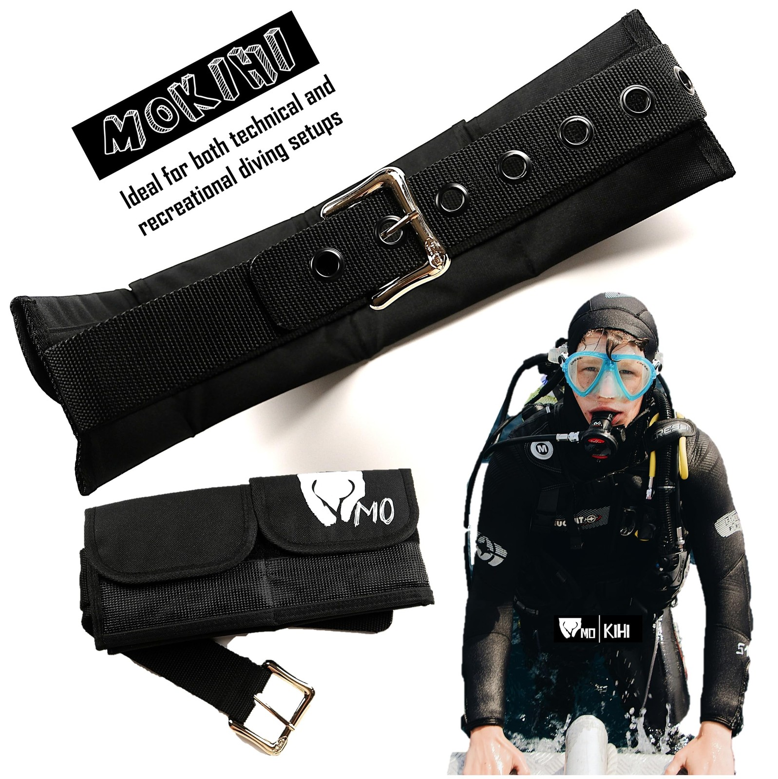 Pro Scuba Diving Weight Belt with 4 Pockets, Quick Release Buckle, Adjustable...