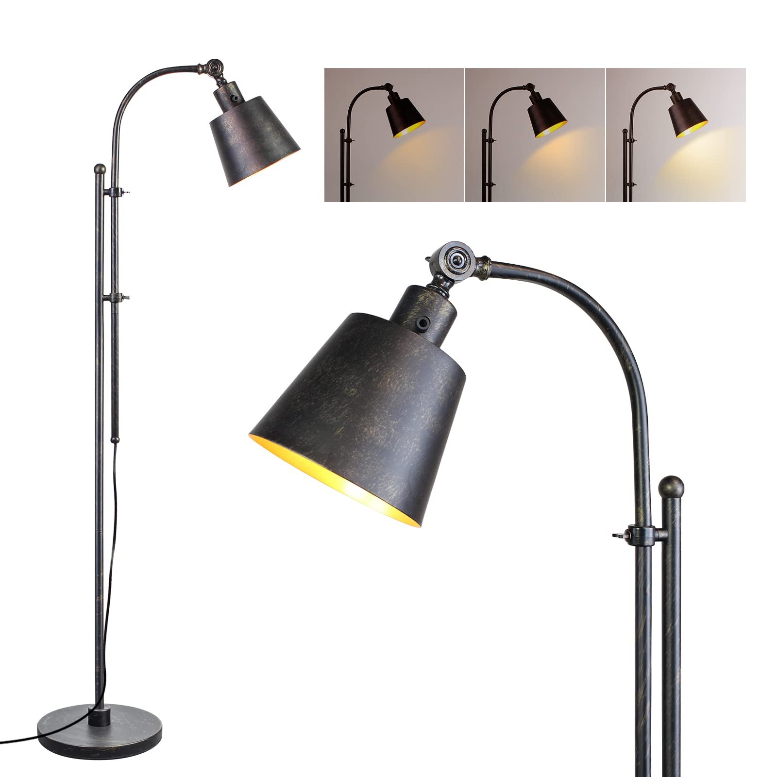 Floor Lamp, Industrial Lamps for Living Rooms & Bedrooms - Rustic Black
