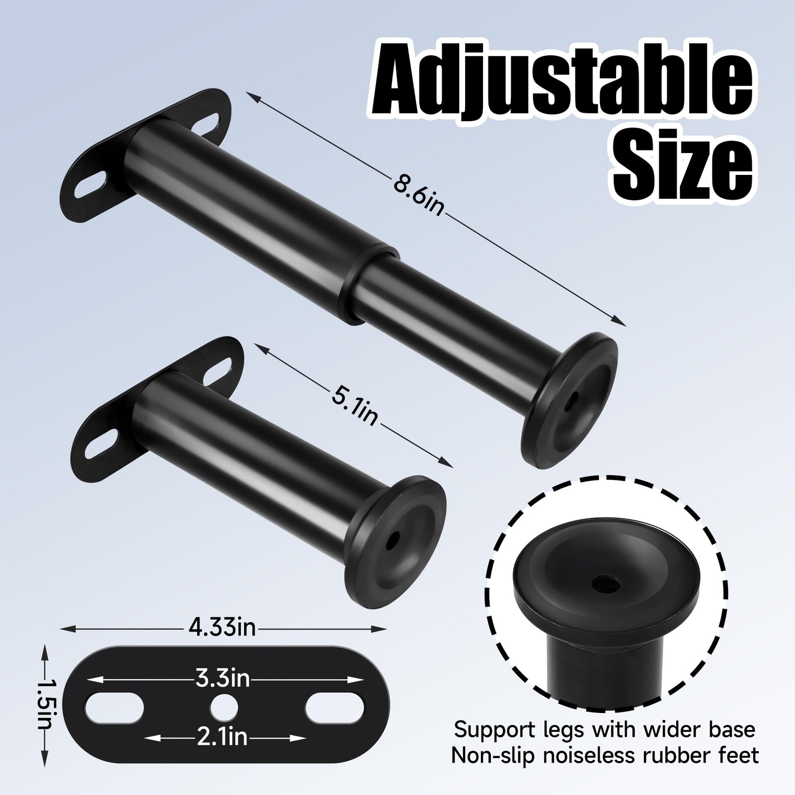 Adjustable Height Bed Frame Replacement Legs with Wider Base, Under Bed Cente...