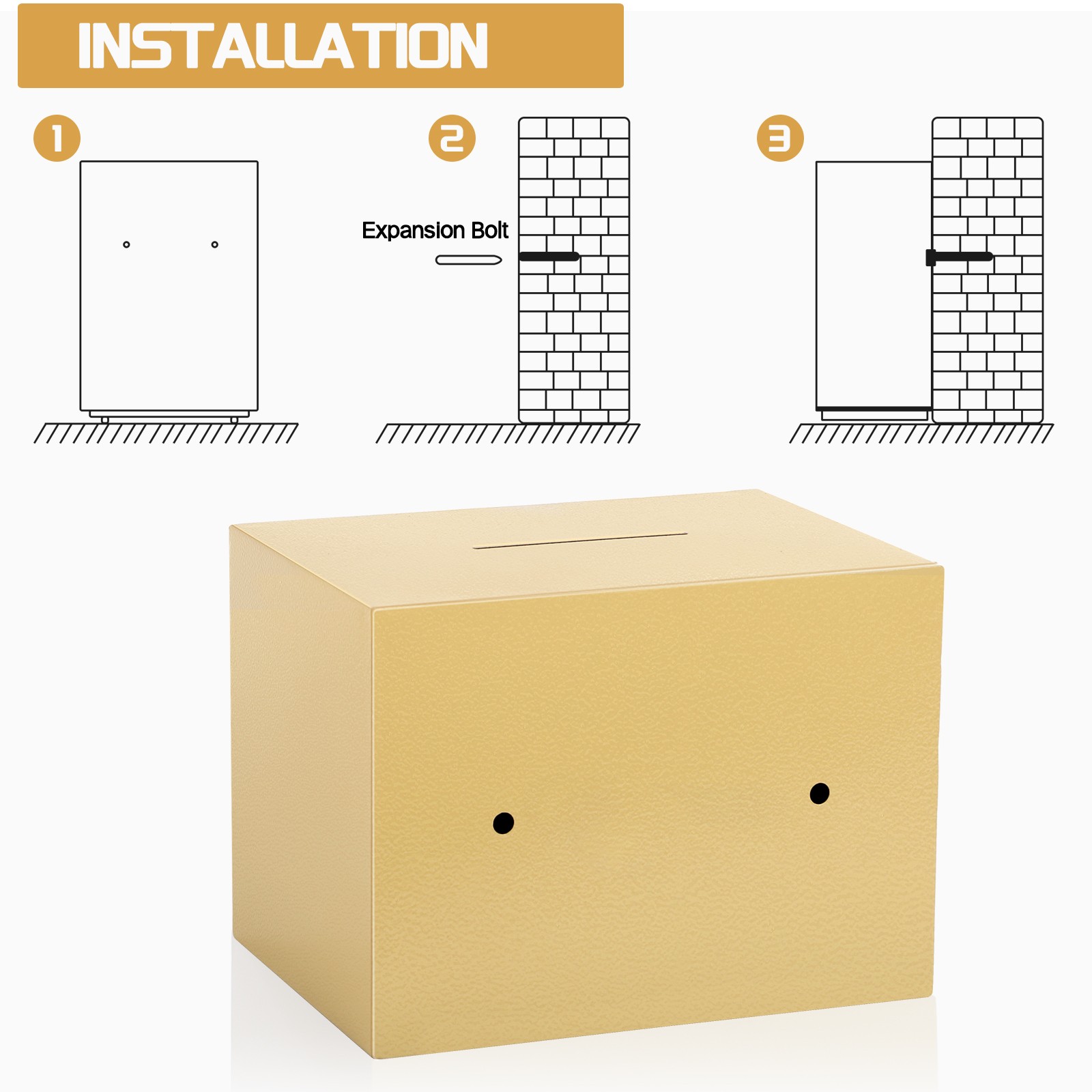 Safe Box with Electronic Keypad, Small Hidden Steel Security Lock Box with Key