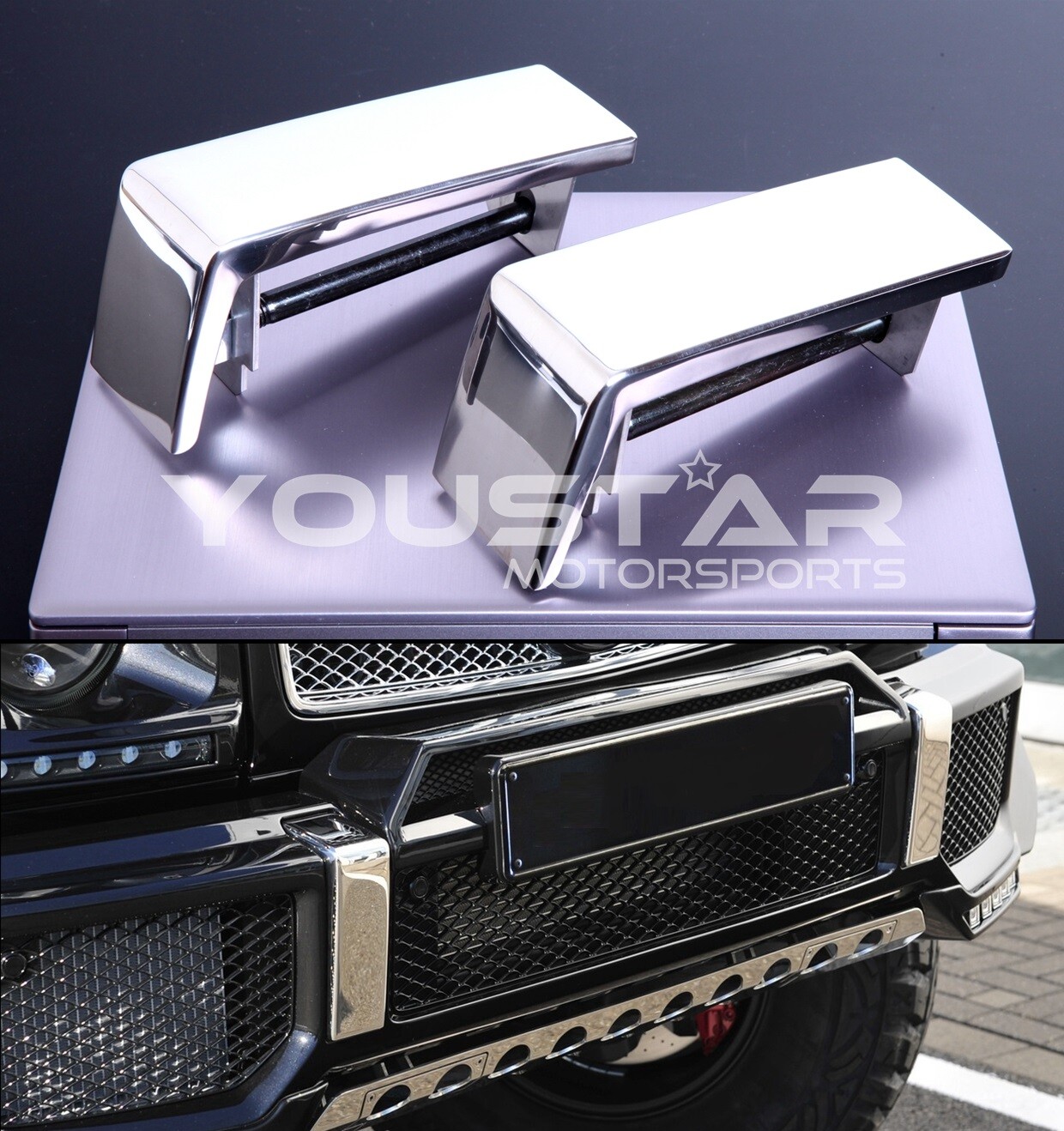 US STOCK x2 STAINLESS STEEL Chrome Bumper Caps for Mercedes W463 G63 Del Guard