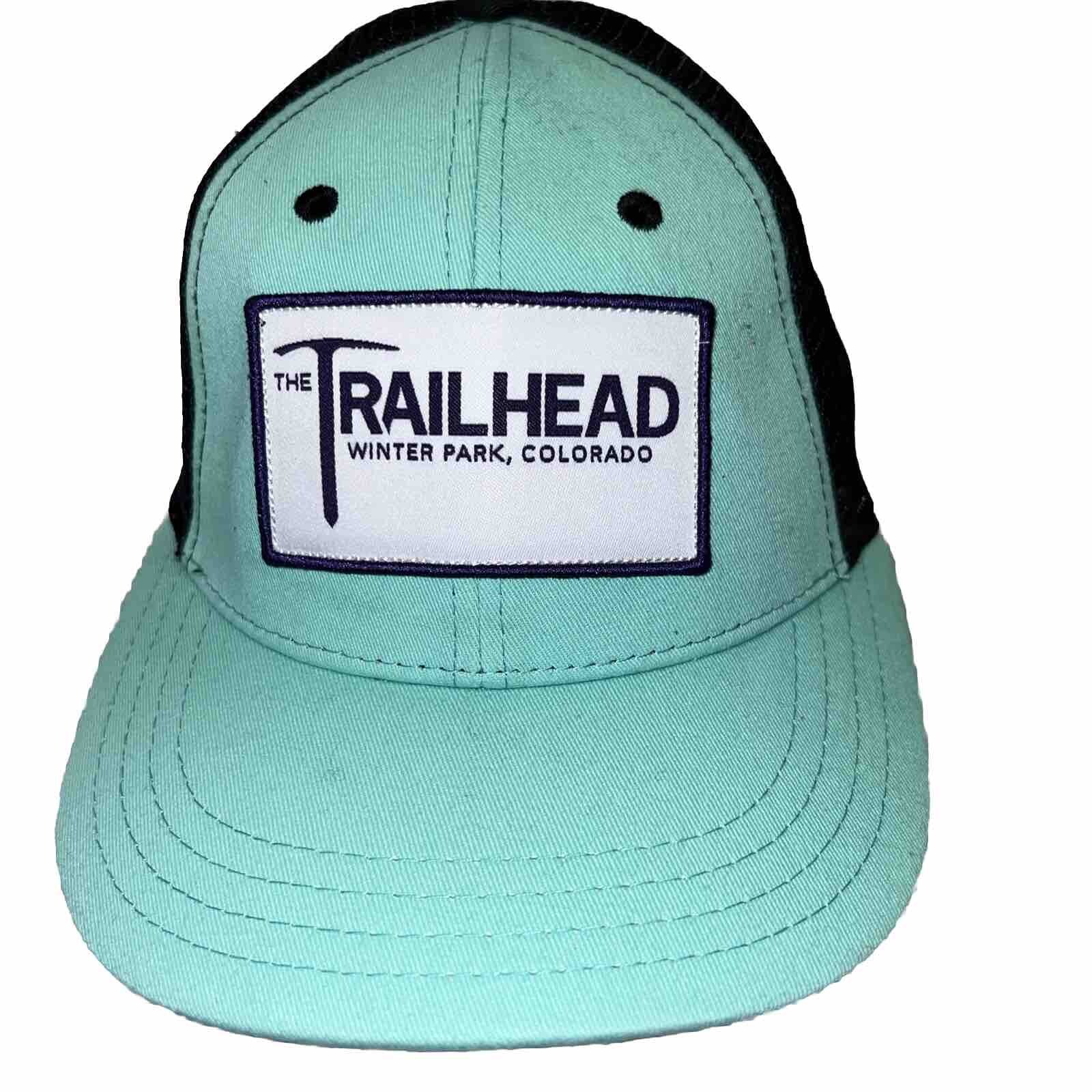The Trailhead Winter Park Colorado Mint/Black Trucker Hat Cap Snapback EUC