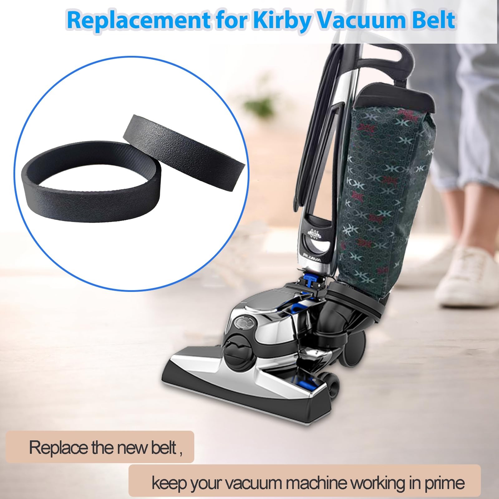 4 Pack Vacuum Belts Replacement for Kirby Cleaner, Replace Parts Black