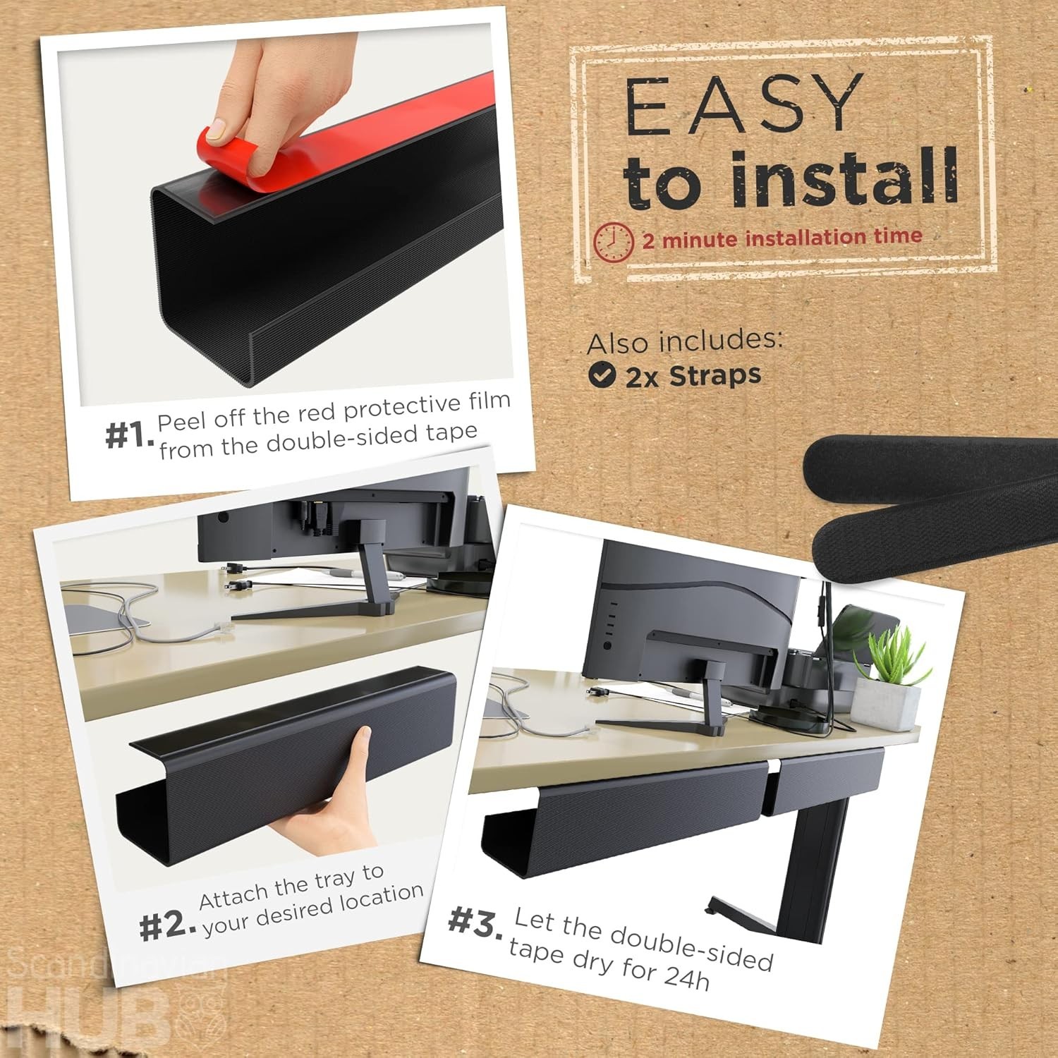 Self-Adhesive Under Desk Cable Organizer - Versatile Trays for Neat Workspaces