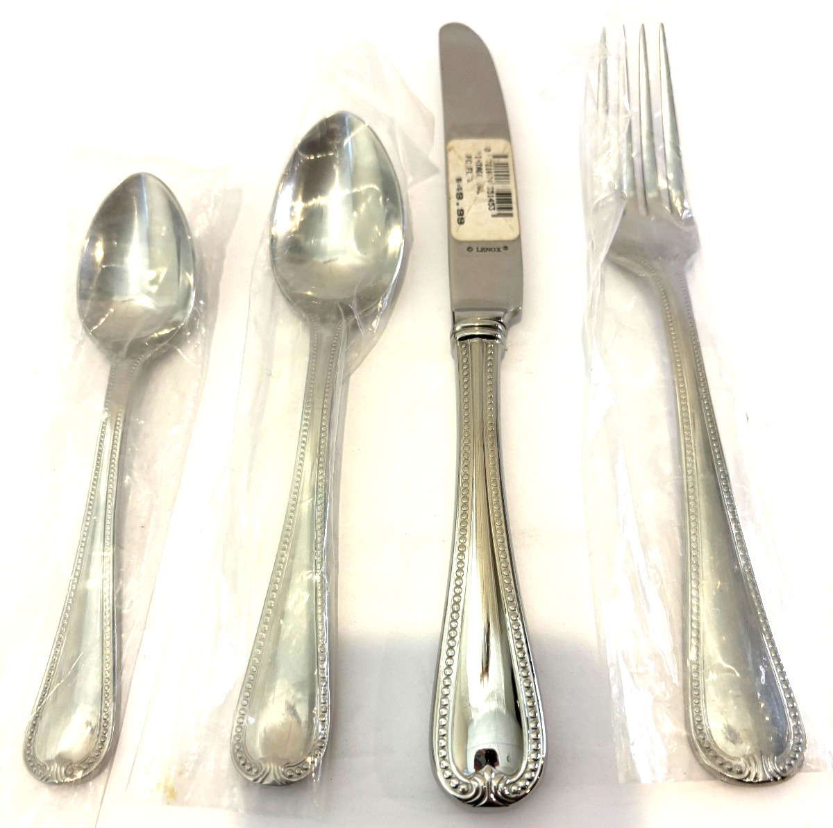 NEW 4 Piece Place Setting Lenox Devoted Glossy 18/10 Stainless Flatware