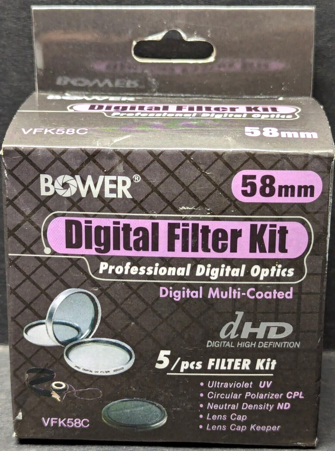 Bower 58mm Digital Filter Kit with ND4/circular polarizer/UV filters VFK58C