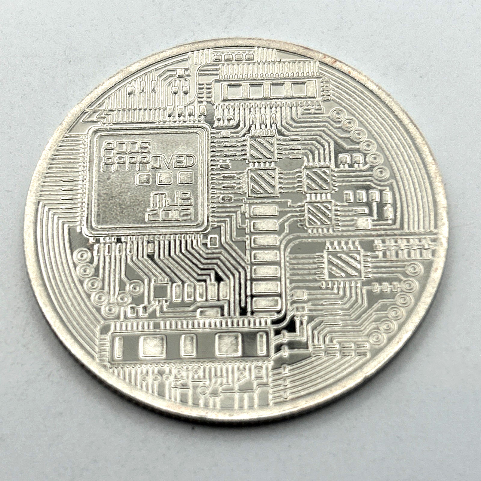 Physical Bit coin Commemorative Token Coins 40mm Silver Finish