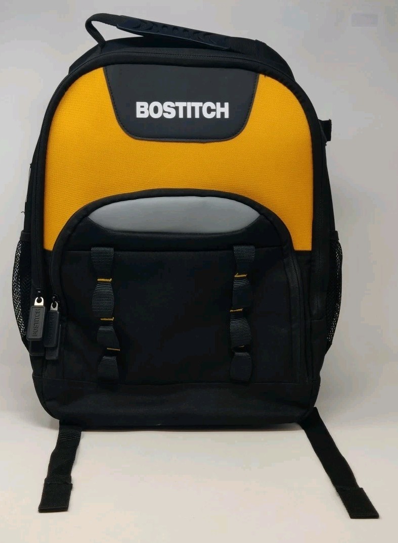 Bostitch Tool Storage Backpack Tote Bag Mechanic Construction Black & Yellow
