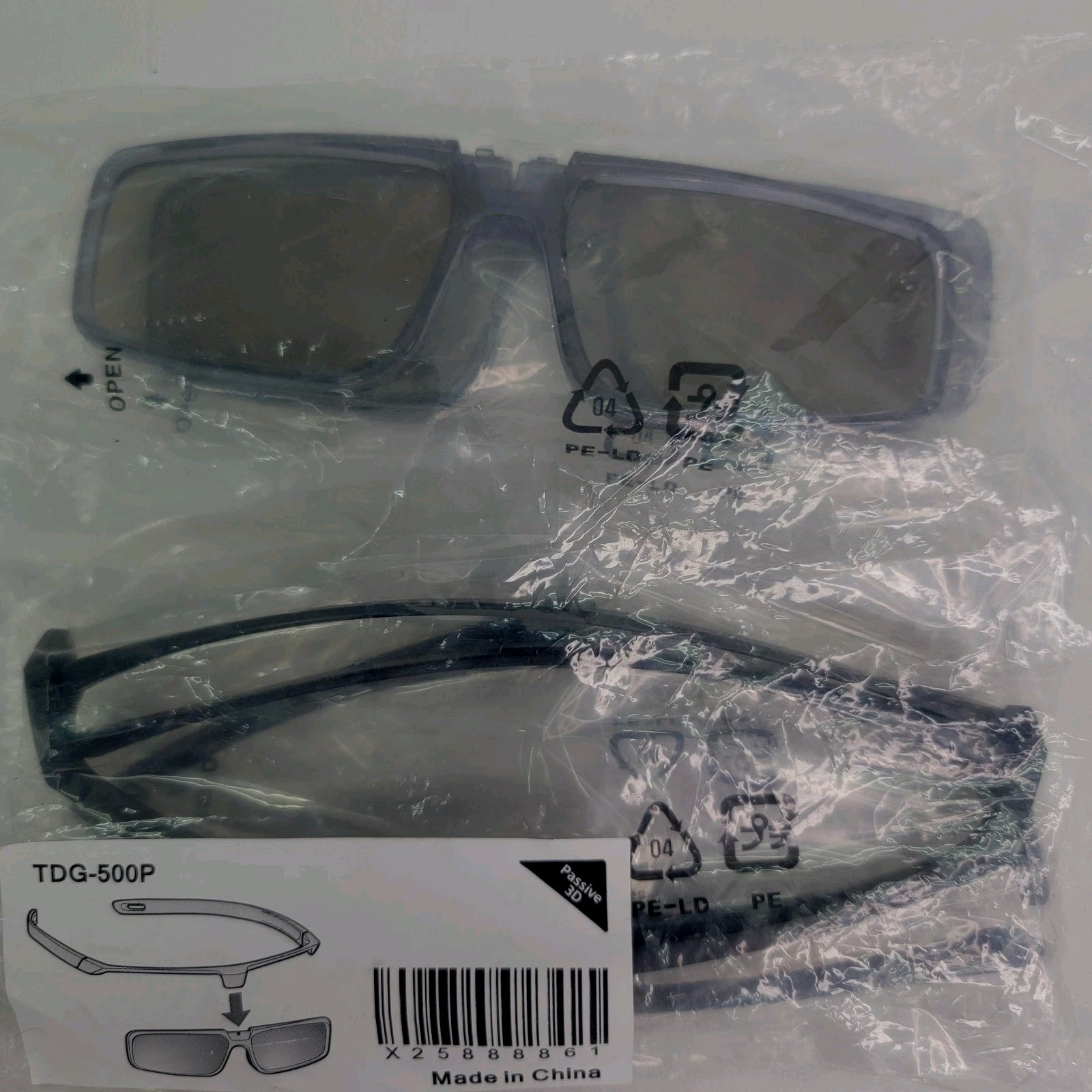 SONY Genuine Original TDG-500P Passive 3D Glasses / 2 Pair / New