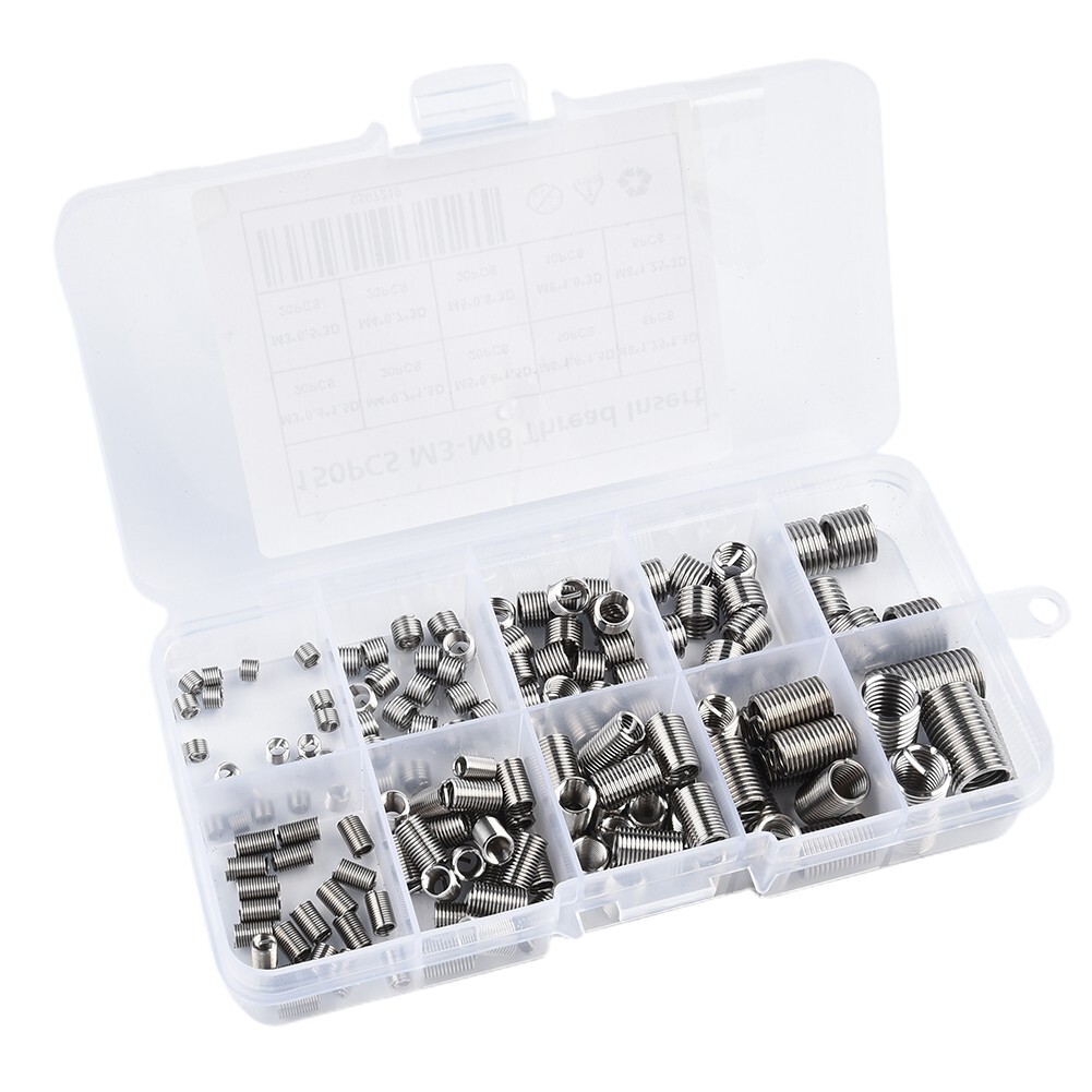 150Pcs Stainless Steel M3 M4 M5 M6 M8 Thread Insert Helicoil Repair Tools Kit
