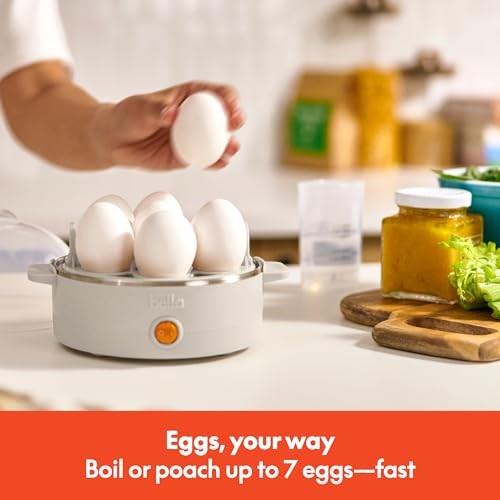bella Electric Egg Cooker, 7 Eggs Capacity Tray, Single 7 Eggs, Oatmilk