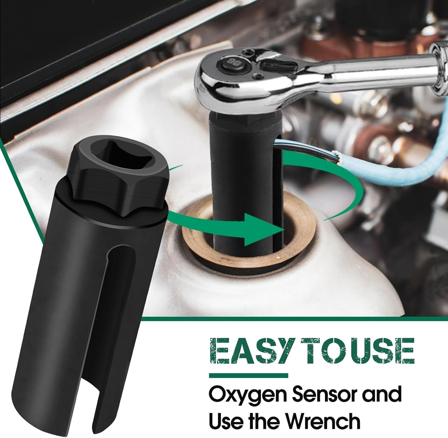 Oxygen Sensor Socket 22mm 7/8 in, 1/2 in Drive O2 Sensor Removal Tool, Heavy-...