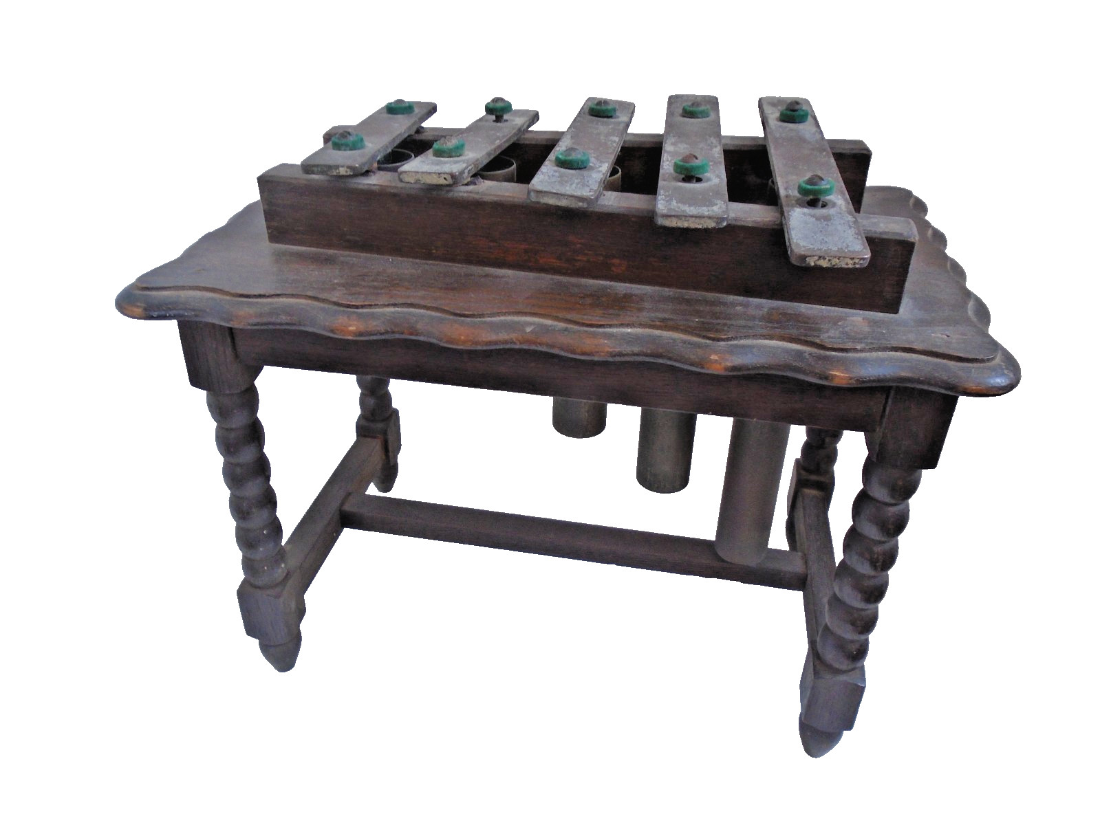 Antique Edwardian Glockenspiel Xylophone Brass Wood Tabletop Resonators