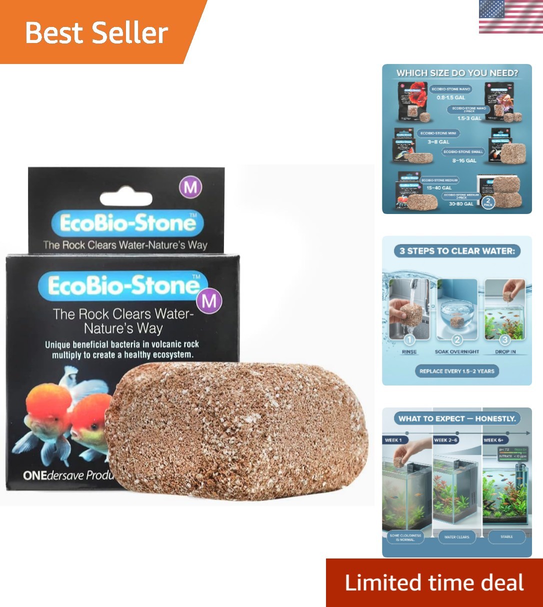 Eco-Friendly Aquarium Water Clarifier - Treats 15-40 Gallons, Safe for All Fish!