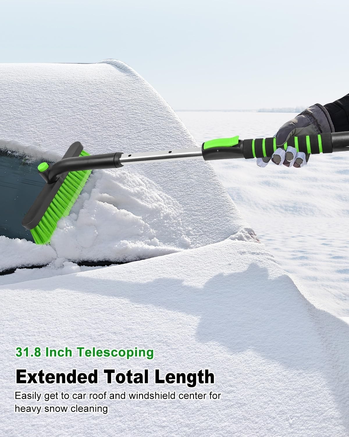Ice Scraper with Snow Brush for Car Windshield, Upgraded Extendable Snow Brus...