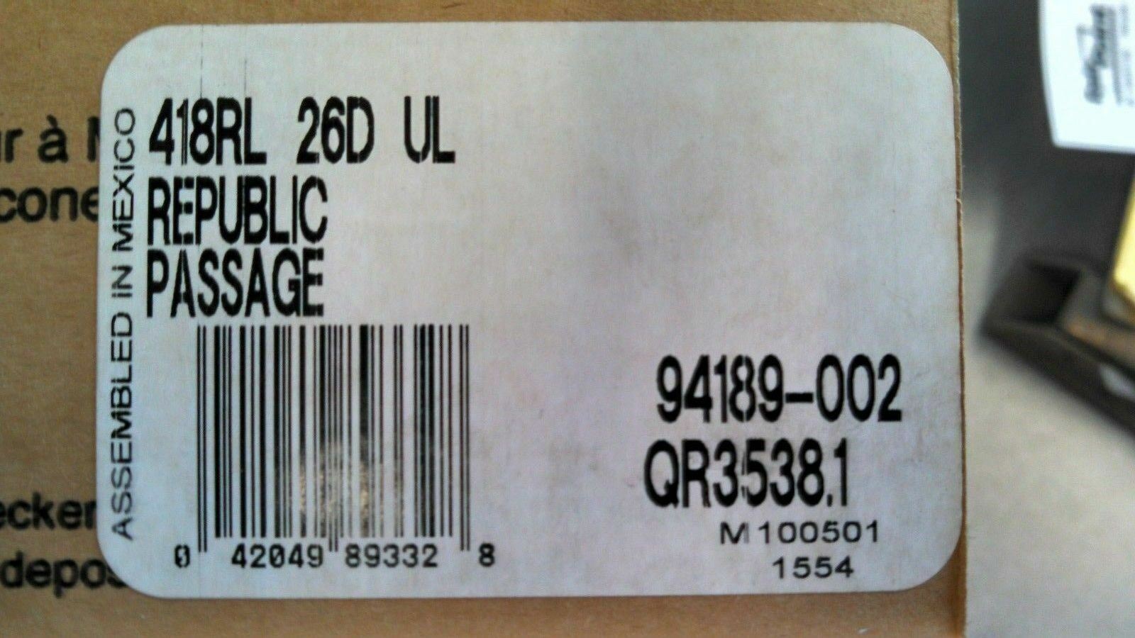 LOCKSMITH KWIKSET INTERCONNECTED LOCK 418RL US26D UL NOS L/CYLINDER