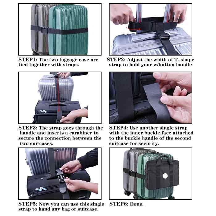 Add a Bag Luggage Strap - Heavy Duty Adjustable X-Large- Width 1.5" - 3 Pack