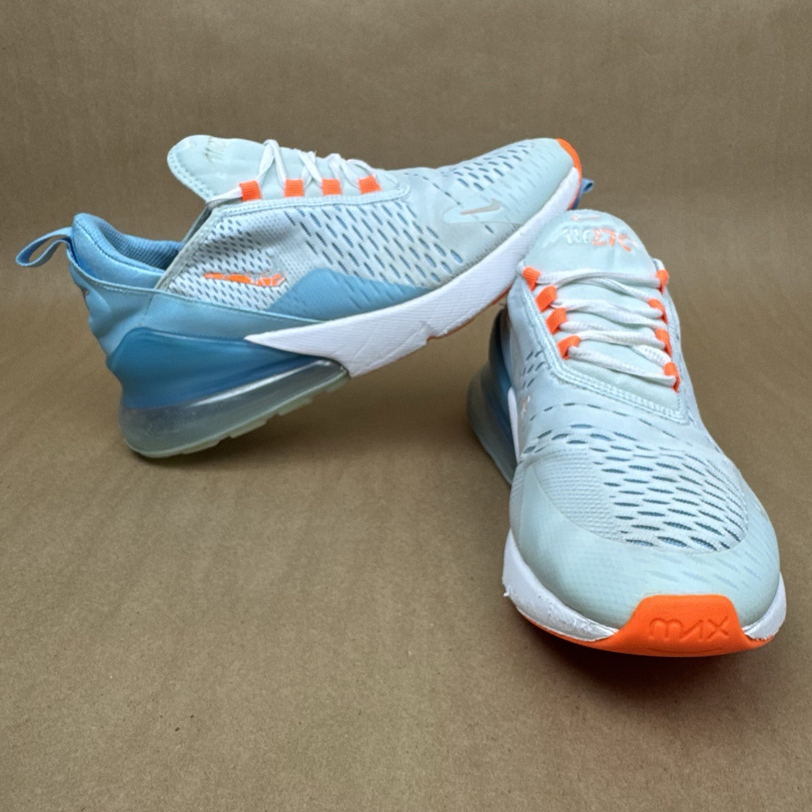 Nike Air Max 270 GS Glacier Blue Orange Athletic Sneakers Shoes HF4785-474 Sz 7Y
