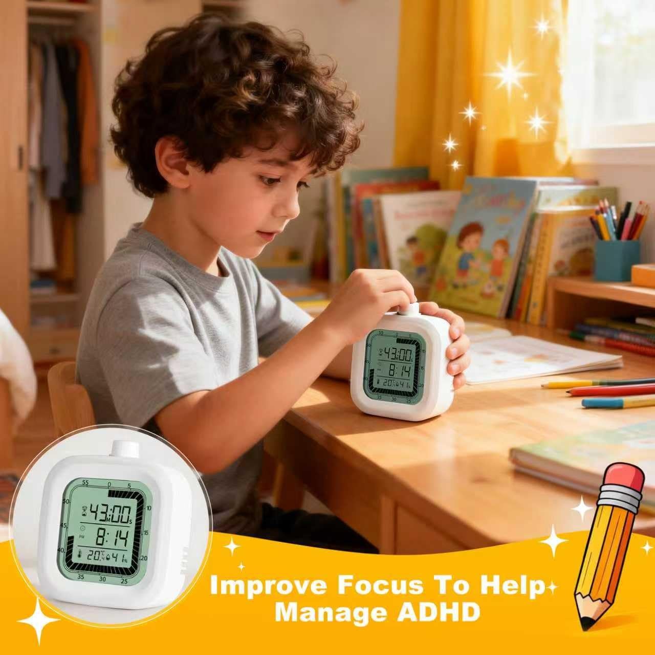 Visual Timer, 60 Minutes Countdown & Countup Timer, Digital Alarm Clock with ...