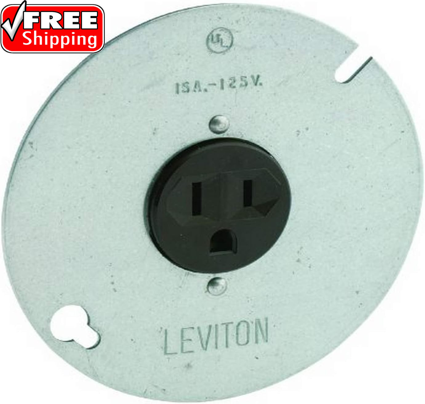 15-Amp, 125 Volt, 3-Wire round Type Single Receptacle on 4-Inch Cover, Zinc Plat
