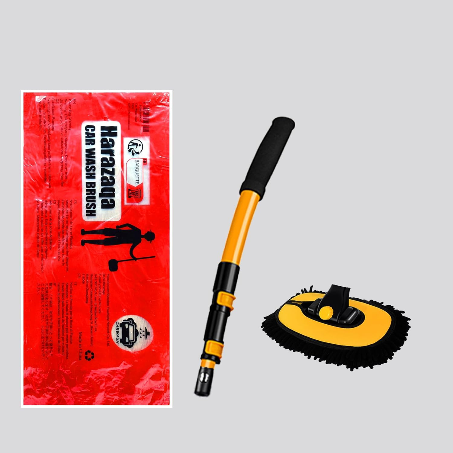 15° Curved Car Cleaning Brush with Telescopic Handle 43" Aluminum Alloy Long Rod