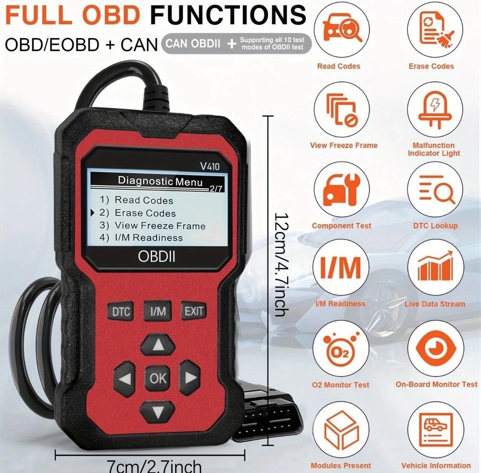 New OBD2 Code Reader Diagnostic Tool – Check Engine Scanner V410 for Car & Truck