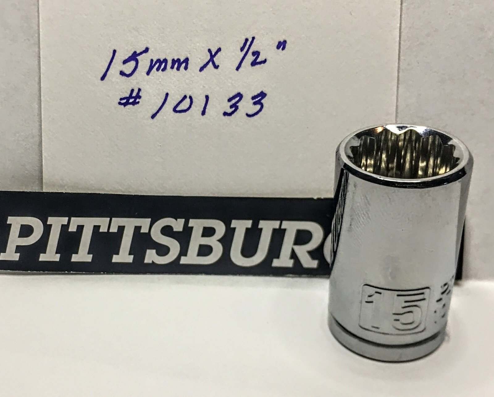 Pittsburgh Pro 15 mm x 1/2" Dr  Socket 12 Point #10133 -12 Pt- Free USA Shipping