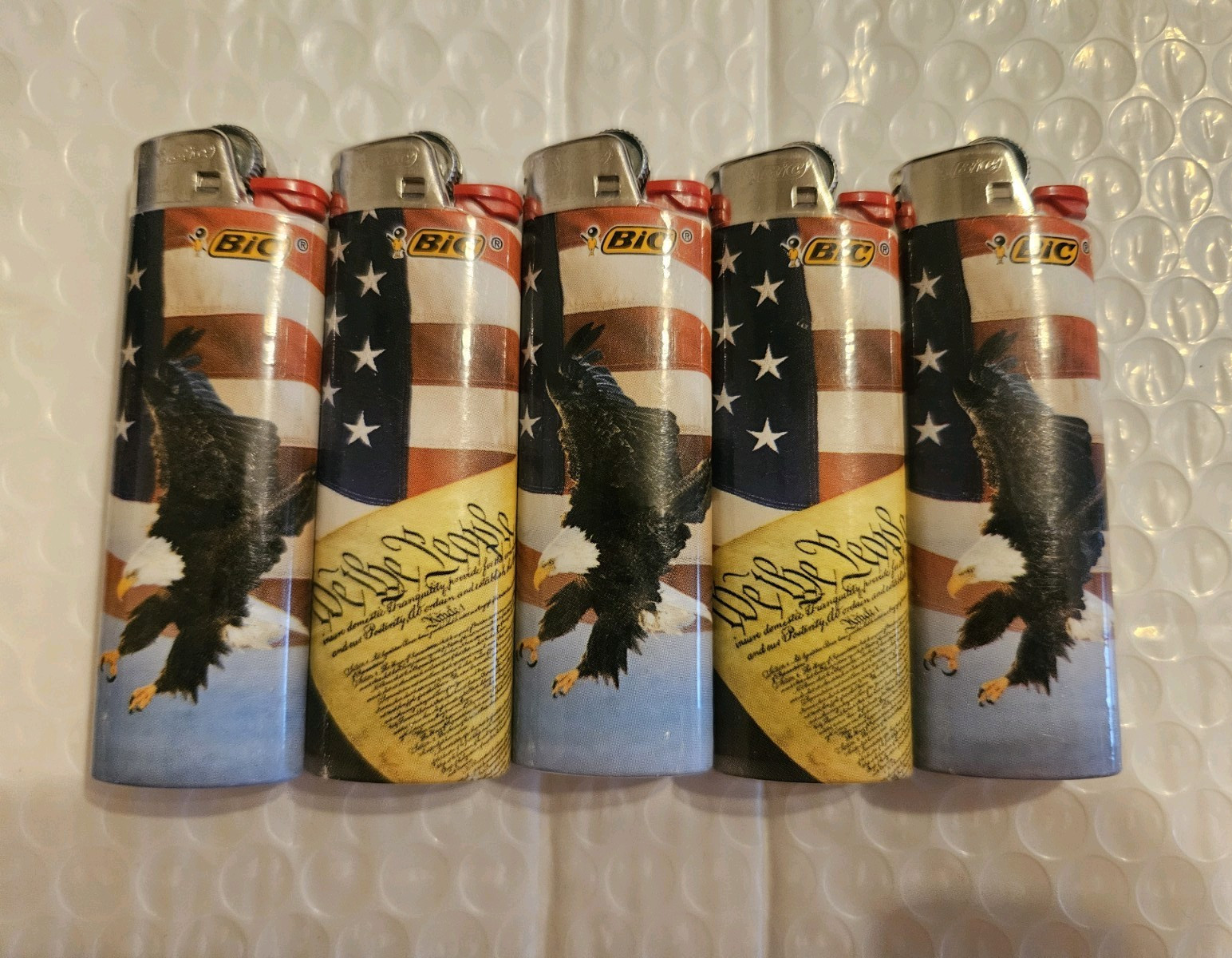BIC Pocket Lighters Lot of 5 American Flag Bald Eagle We The People Multicolor