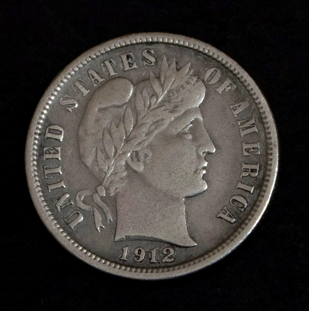 1912 Barber Dime XF Cleaned................Lot 6197