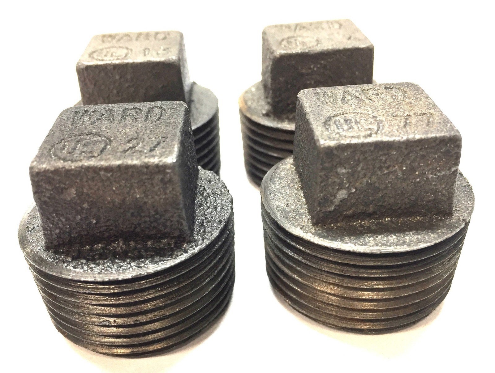 Ward 1-1/4" Malleable Square Head Pipe Cap [Lot of 4] NOS