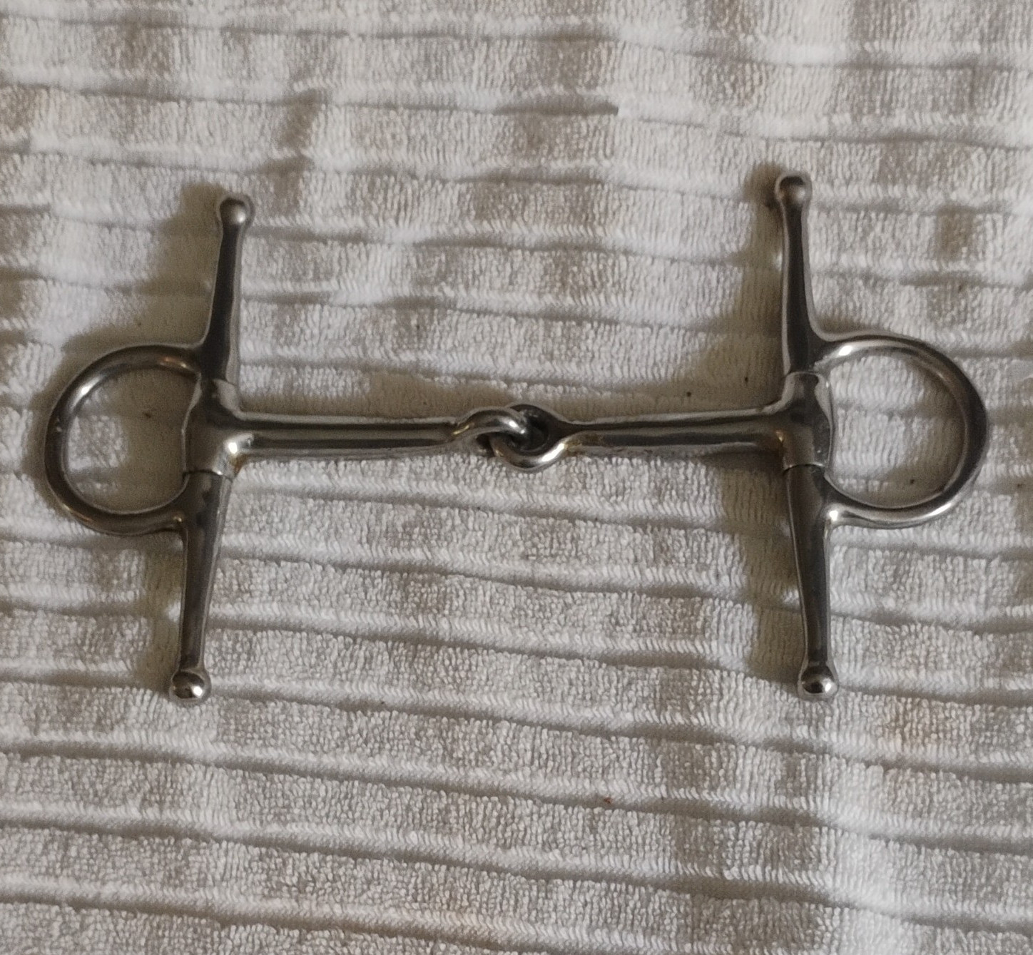 Full Cheek Double Jointed Snaffle Horse Bit Approx. 6 in Across Rings